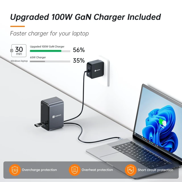 Alt view image 3 of 7 - USB C Docking Station Dual Monitor with 100W GaN Charger, Laptop Dual HDMI Docking Station with 7 USB, SD/TF, Ethernet, and Audio/Mic, 15 in 1 USB C Dock for Windows, and ChromeOS