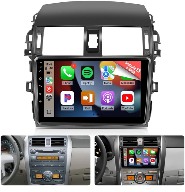 Main image of 8Core 4G+64G Android Car Radio for Toyota Corolla 2009 2010 2011 2012 2013 Radio Upgraded, 9inch IPS Touchscreen for Corolla Carplay/Android Auto/Bluetooth/Wi-Fi/FM/GPS/SWC/Camera/MIC