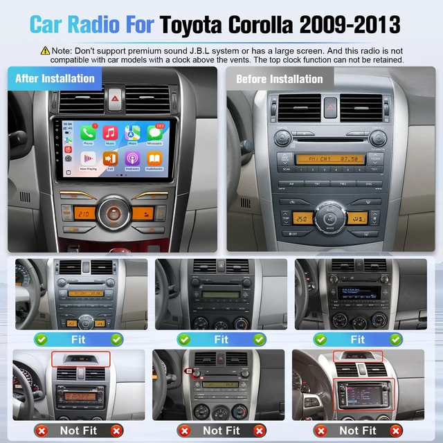 Alt view image 2 of 6 - 8Core 4G+64G Android Car Radio for Toyota Corolla 2009 2010 2011 2012 2013 Radio Upgraded, 9inch IPS Touchscreen for Corolla Carplay/Android Auto/Bluetooth/Wi-Fi/FM/GPS/SWC/Camera/MIC