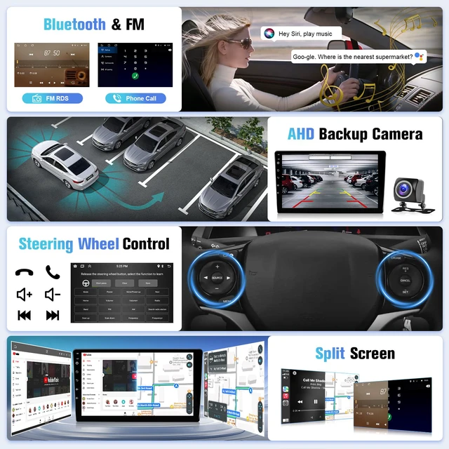 Alt view image 5 of 6 - 8Core 4G+64G Android Car Radio for Toyota Corolla 2009 2010 2011 2012 2013 Radio Upgraded, 9inch IPS Touchscreen for Corolla Carplay/Android Auto/Bluetooth/Wi-Fi/FM/GPS/SWC/Camera/MIC