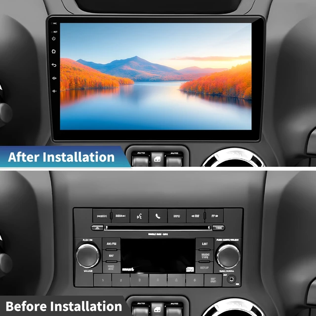 Alt view image 2 of 7 - Car Radio Stereo for Jeep Wrangler JK 2007-2018 Dodge Ram 1500 2500 3500 Grand Cherokee, Android 13 2G+64G with CarPlay Android Auto 10 inch Touchscreen Head Unit, GPS BT WiFi AM/FM, Rear View Camera