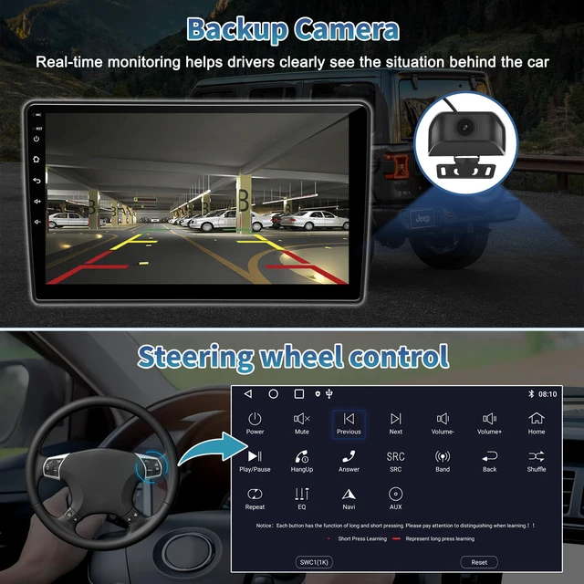 Alt view image 4 of 7 - Car Radio Stereo for Jeep Wrangler JK 2007-2018 Dodge Ram 1500 2500 3500 Grand Cherokee, Android 13 2G+64G with CarPlay Android Auto 10 inch Touchscreen Head Unit, GPS BT WiFi AM/FM, Rear View Camera