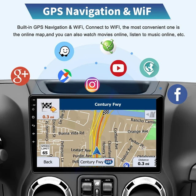 Alt view image 5 of 7 - Car Radio Stereo for Jeep Wrangler JK 2007-2018 Dodge Ram 1500 2500 3500 Grand Cherokee, Android 13 2G+64G with CarPlay Android Auto 10 inch Touchscreen Head Unit, GPS BT WiFi AM/FM, Rear View Camera