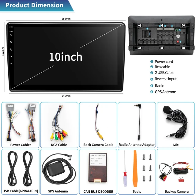 Alt view image 7 of 7 - Car Radio Stereo for Jeep Wrangler JK 2007-2018 Dodge Ram 1500 2500 3500 Grand Cherokee, Android 13 2G+64G with CarPlay Android Auto 10 inch Touchscreen Head Unit, GPS BT WiFi AM/FM, Rear View Camera