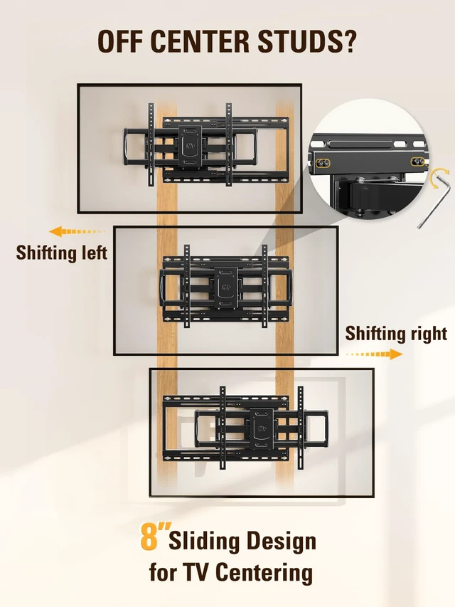 Alt view image 2 of 7 - Sliding TV Wall Mount for 42-86" TVs, Full Motion Articulating Dual Arms, Easy TV Centering, Max VESA 600x400mm, 132 lbs, MD2198
