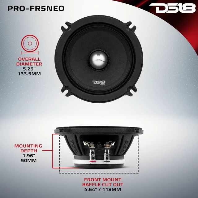 Alt view image 5 of 7 - PRO-FR5NEO Loudspeaker- 5.25", Full-Range, Silver Aluminum Bullet, 400W Max, 200W RMS, 4 Ohms, Neodymium Magnet - The Most Elegant Neodymium Full Range Loudspeakers Available