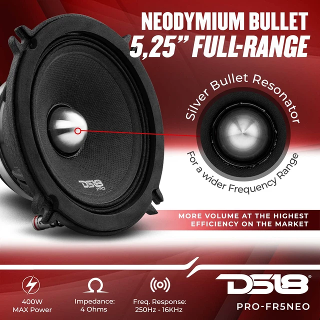 Alt view image 2 of 7 - PRO-FR5NEO Loudspeaker- 5.25", Full-Range, Silver Aluminum Bullet, 400W Max, 200W RMS, 4 Ohms, Neodymium Magnet - The Most Elegant Neodymium Full Range Loudspeakers Available