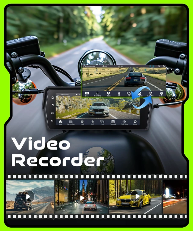 Alt view image 3 of 7 - Motorcycle CarPlay Screen 6.86 Inch Portable Wireless Carplay Android Auto for Motorbike IP68 Waterproof Touchscreen, Supports Airplay & Android Cast GPS Navigation Bluetooth EQ DVR Loop Video