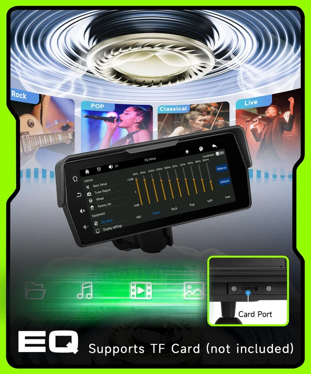 Alt view image 5 of 7 - Motorcycle CarPlay Screen 6.86 Inch Portable Wireless Carplay Android Auto for Motorbike IP68 Waterproof Touchscreen, Supports Airplay & Android Cast GPS Navigation Bluetooth EQ DVR Loop Video