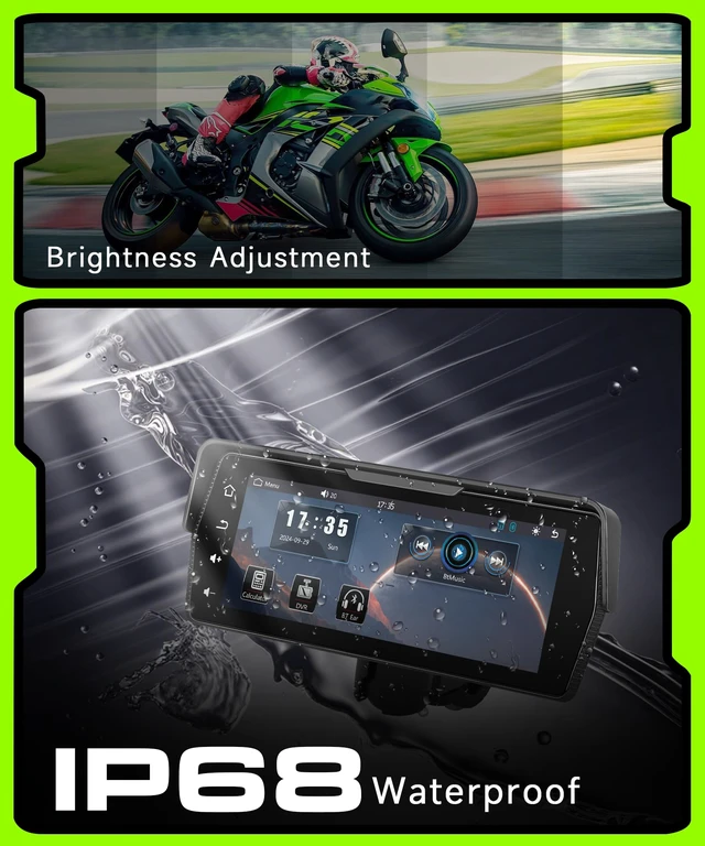 Alt view image 6 of 7 - Motorcycle CarPlay Screen 6.86 Inch Portable Wireless Carplay Android Auto for Motorbike IP68 Waterproof Touchscreen, Supports Airplay & Android Cast GPS Navigation Bluetooth EQ DVR Loop Video