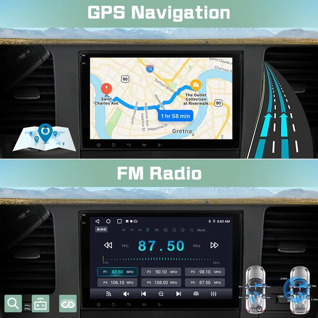 Alt view image 5 of 7 - 4Core Car Radio Stereo for Chevy Silverado Tahoe GMC Sierra Yukon 2007-2013, 8 Inch IPS Screen with CarPlay Android Auto Bluetooth GPS Navigation Backup Camera