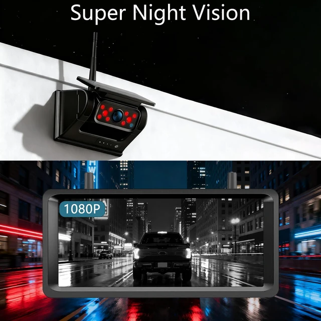 Alt view image 5 of 7 - Wireless Backup Camera Magnetic Solar with 7.2" 2-Split Portable Monitor 1-Min Easy Install No Wiring/Drilling Rechargeable No Delay for Car RV Bus Pickup Truck Trailer Camper 5th Wheels Hitch Towing