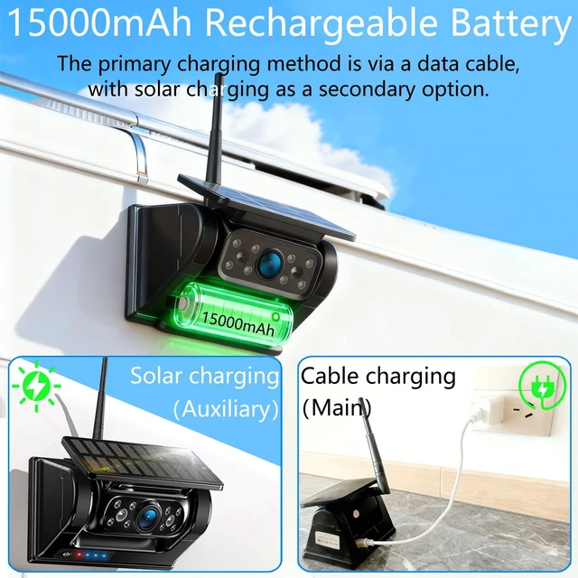 Alt view image 3 of 7 - Wireless Backup Camera Magnetic Solar with 7.2" 2-Split Portable Monitor 1-Min Easy Install No Wiring/Drilling Rechargeable No Delay for Car RV Bus Pickup Truck Trailer Camper 5th Wheels Hitch Towing