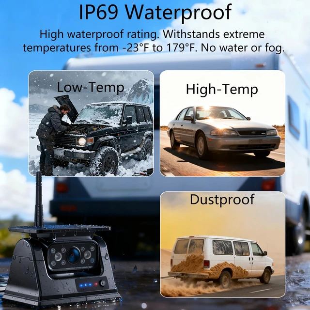 Alt view image 7 of 7 - Wireless Backup Camera Magnetic Solar with 7.2" 2-Split Portable Monitor 1-Min Easy Install No Wiring/Drilling Rechargeable No Delay for Car RV Bus Pickup Truck Trailer Camper 5th Wheels Hitch Towing