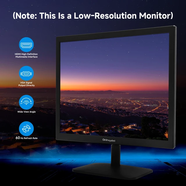 Alt view image 2 of 7 - 17" Monitor 1280 X 1024 with 45% sRGB Color Correction and 5:4 Aspect Ratio, 75 Hz, VESA Mountable, LED Monitor for PC, Laptop and Computer VGA, HDMI, TN Panel