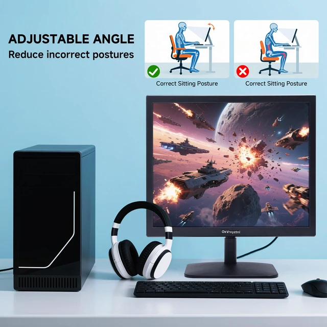 Alt view image 5 of 7 - 17" Monitor 1280 X 1024 with 45% sRGB Color Correction and 5:4 Aspect Ratio, 75 Hz, VESA Mountable, LED Monitor for PC, Laptop and Computer VGA, HDMI, TN Panel