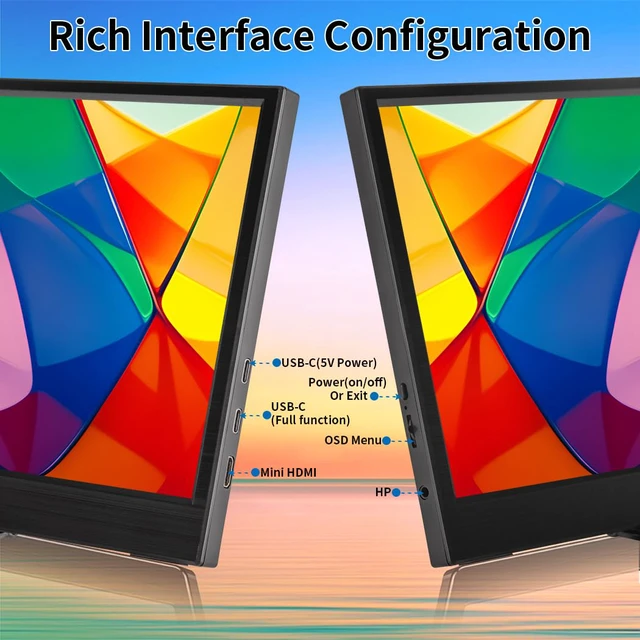 Alt view image 6 of 7 - 11.6 Inch Portable Monitor, 1366x768 HD IPS Small HDMI Display, Dual USB-C, Low Power External Screen for Laptop PC Mac Switch Rasp Pi Xbox, Lightweight Second Monitor with Stand