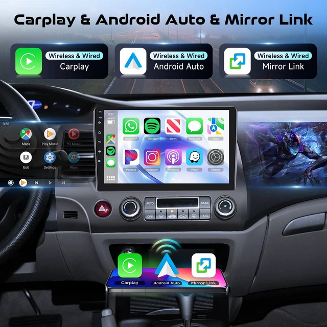 Alt view image 3 of 7 - 8Core 4G 64G for Honda Civic 2006 2007 2008 2009 2010 2011 Car Stereo Qual-comm Snapdragon chip, Wireless CarPlay Android Auto, 5GHz WiFi GPS, 3 Plit Screen, 3D car Model, + AHD Backup Camera