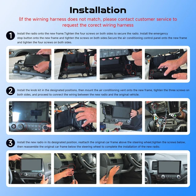 Alt view image 6 of 7 - 8Core 4G 64G for Honda Civic 2006 2007 2008 2009 2010 2011 Car Stereo Qual-comm Snapdragon chip, Wireless CarPlay Android Auto, 5GHz WiFi GPS, 3 Plit Screen, 3D car Model, + AHD Backup Camera