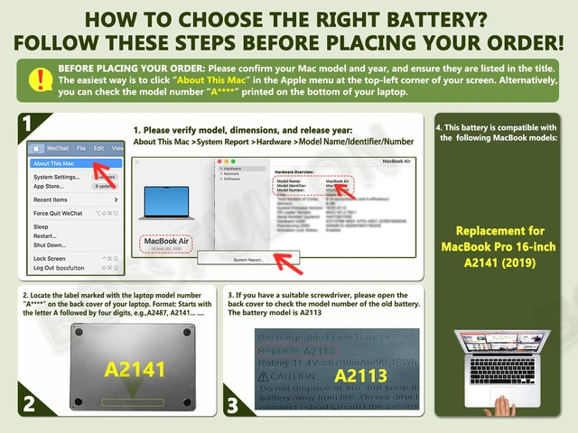 Alt view image 3 of 7 - A2141 A2113 Laptop Battery for MacBook Pro 16-inch A2141(2019 Version) EMC 3347-11.36V 99.8Wh/8700mAh