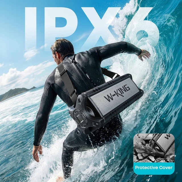 Alt view image 5 of 7 - Bluetooth Speaker 90W Max, IPX6 Waterproof Portable Outdoor Speaker 50W Deep Bass Subwoofer/40H/EQ/Dual Pairing/TF/AUX, Large Boombox Wireless Speakers for Home, Party, Camping, Beach