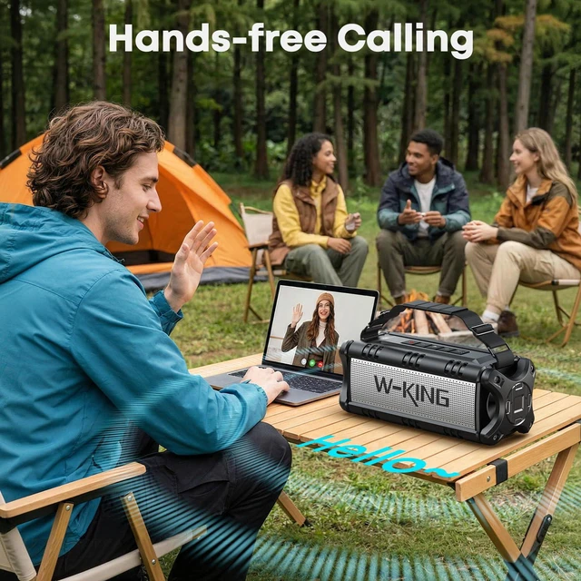 Alt view image 7 of 7 - 90W Max Loud Bluetooth Speaker, IPX6 Waterproof Portable Speakers Wireless Bluetooth, 50W Deep Bass, Boombox Outdoor Speaker with 105dB/40H/Stereo Pairing/EQ/TF/AUX for Home Party,Camping,Beach