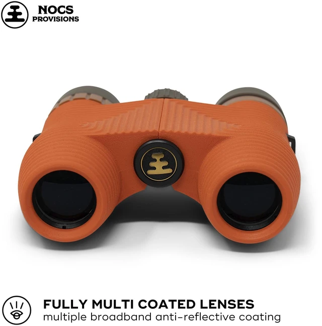 Alt view image 2 of 7 - Standard Issue 8x25 Waterproof Binoculars, 8X Magnification, Bak4 Prism, Wide View Multi-Coated Lenses for Bird Watching, Hiking & Backpacking - Poppy Orange II