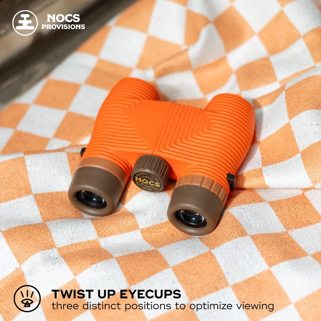 Alt view image 6 of 7 - Standard Issue 8x25 Waterproof Binoculars, 8X Magnification, Bak4 Prism, Wide View Multi-Coated Lenses for Bird Watching, Hiking & Backpacking - Poppy Orange II