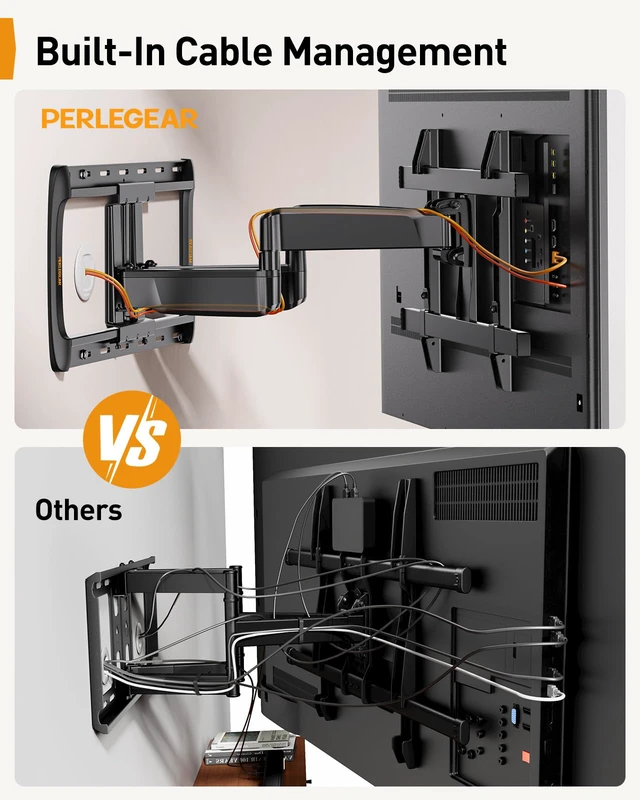 Alt view image 4 of 7 - Full Motion Sliding TV Wall Mount for 42-95 inch TVs up to 150 lbs with Cable Management, Fits 12/16/24 Wood Studs, Swivel TV Mount Bracket, Tool-Free Tilt, Max VESA 600x400mm PGTVM41B