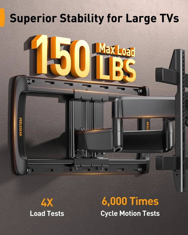 Alt view image 5 of 7 - Full Motion Sliding TV Wall Mount for 42-95 inch TVs up to 150 lbs with Cable Management, Fits 12/16/24 Wood Studs, Swivel TV Mount Bracket, Tool-Free Tilt, Max VESA 600x400mm PGTVM41B