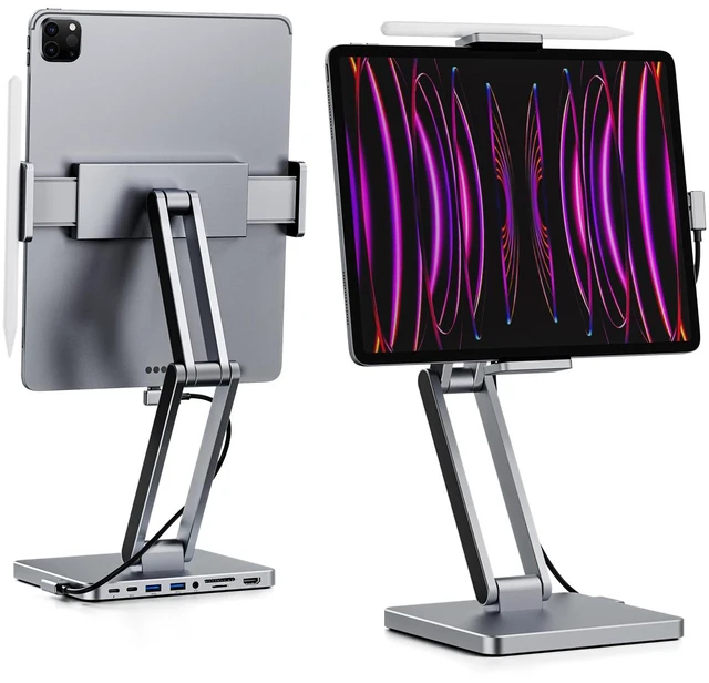 Main image of MagHub 8-in-1 Docking Station for iPad Pro and Android Tablets, USB C Hub Stand with Adjustable Dual-Hinge, Compatible with M2/M1/M4 iPad Pro/Air, 10th, Mini 6th, Samsung Galaxy, Pixel Tabs