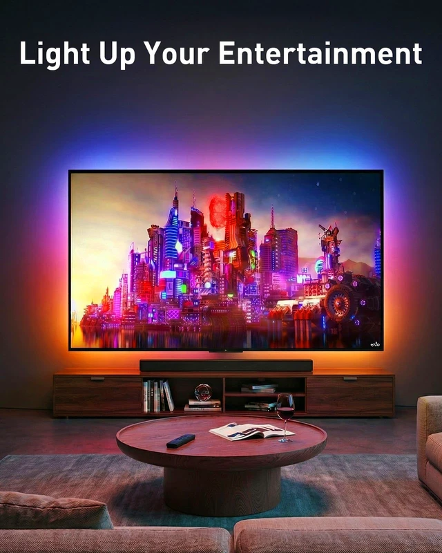 Alt view image 4 of 7 - Full Motion TV Wall Mount with LED Lights for 37-86 Inch TVs up to 132lbs, Backlit TV Mount Bracket with Music Sync, Extension Swivel Tilt level, Max VESA 600x400mm, Fits 16"/12" Wood Studs