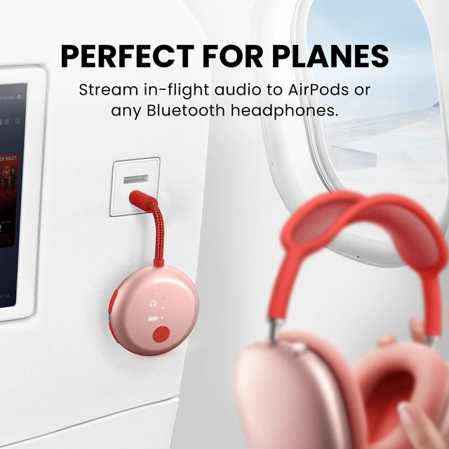 Alt view image 2 of 7 - SoundJet R1 25Hr Airplane Bluetooth Adapter for All AirPods | Qualcomm Chipset & aptX Adaptive, Wireless Audio Transmitter for Flight Travel, Works with Bose & Other Headphones