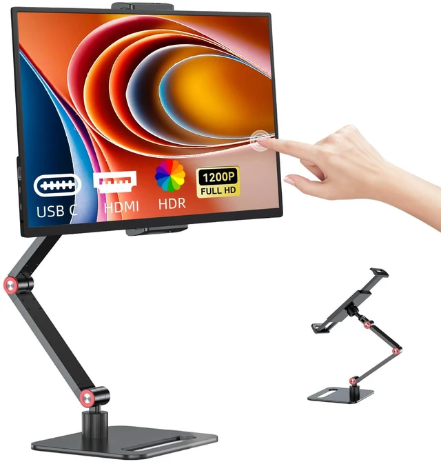 Main image of 14 Inch Touchscreen Portable Monitor with Stand, 1920x1200 IPS HDR Ultra Slim USB-C HDMI External Display for Laptop Phone Switch