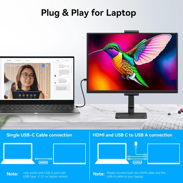 Alt view image 2 of 7 - 14 Inch Touchscreen Portable Monitor with Stand, 1920x1200 IPS HDR Ultra Slim USB-C HDMI External Display for Laptop Phone Switch