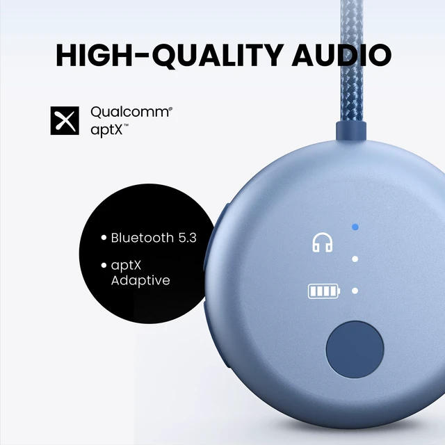 Alt view image 4 of 7 - SoundJet R1 25Hr Airplane Bluetooth Adapter for All AirPods | Qualcomm Chipset & aptX Adaptive, Wireless Audio Transmitter for Flight Travel, Works with Bose & Other Headphones