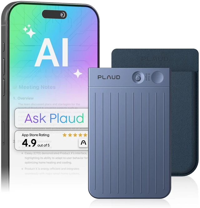 Main image of Note AI Voice Recorder, Note Taker w/Case, App Control, Transcribe & Summarize with AI, Support 112 Languages, for Meetings, Calls, Lectures, Professionals, Teams, Navy Blue, Non-Pro Version