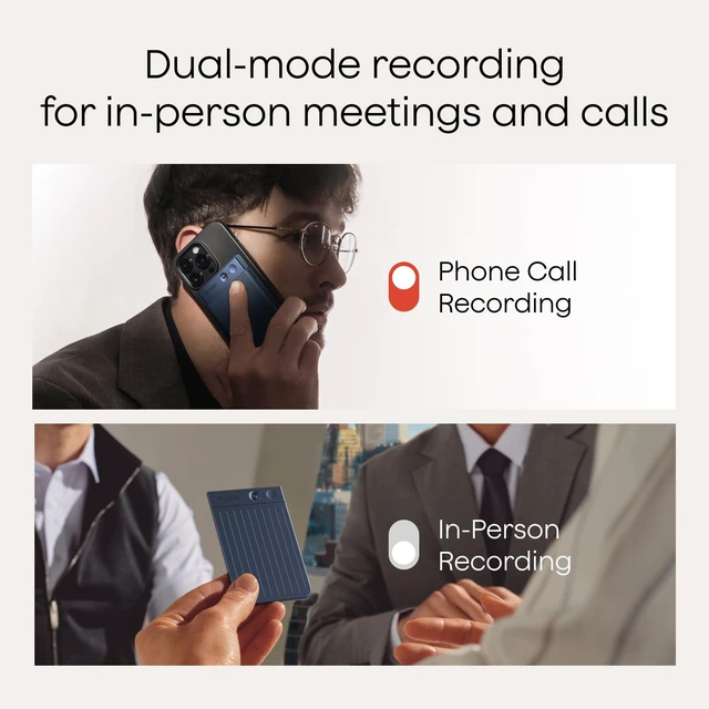 Alt view image 2 of 7 - Note AI Voice Recorder, Note Taker w/Case, App Control, Transcribe & Summarize with AI, Support 112 Languages, for Meetings, Calls, Lectures, Professionals, Teams, Navy Blue, Non-Pro Version