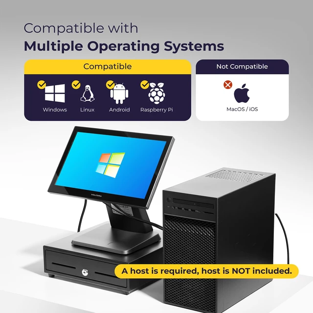 Alt view image 2 of 6 - 15.6" Black LED Touch Screen Monitor with Metal Stand - Backlit 1366 * 768 with VGA HDMI Connection for Small Business, Restaurant, Office - No Driver Required (Not Compatible with macOS/iOS)