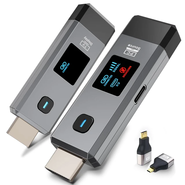 Main image of Wireless HDMI Transmitter and Receiver 328ft/100m Extender 4K Decode Input 1080P Output Plug&Play Portable 2.4G/5.8G for Video and Audio to Monitor from PC/Projector/TV Box,with LED Display