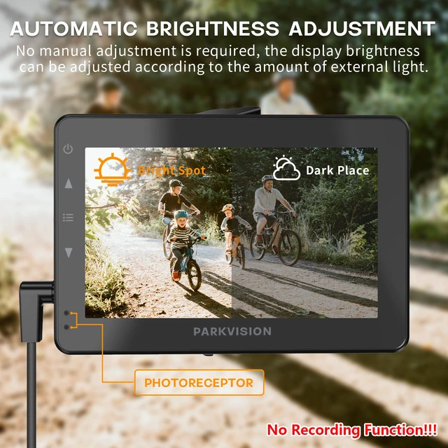 Alt view image 3 of 7 - Bicycle Rear View Camera with Dust Cover, 4.3'' HD 1080P Monitor with Auto Dim, 8000mah Rechargeable Battery, 3Mins Installation Bike Camera for Mountain, Ebike,Road Bike