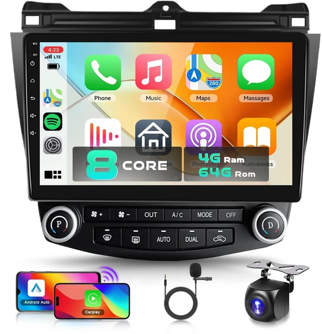 Main image of 5Ghz WiFi 8Core 4G+64G Radio for Honda Accord 7th 2003-2007,Car Stereo with Wireless Carplay Android Auto,10.1'' 1280x720P IPS Screen,DSP 46EQ,5.0Bluetooth,IP69K Backup Camera,MirrorLink RCA SWC FM