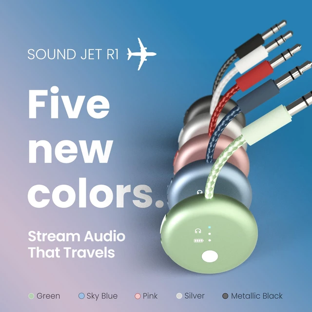 Alt view image 7 of 7 - SoundJet R1 25Hr Airplane Bluetooth Adapter for All AirPods | Qualcomm Chipset & aptX Adaptive, Wireless Audio Transmitter for Flight Travel, Works with Bose & Other Headphones