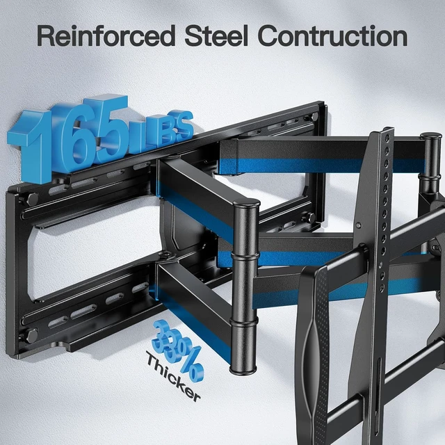 Alt view image 3 of 7 - Full Motion TV Wall Mount for 42-97 TVs up to 165lbs, TV Mount Bracket with Dual Articulating Arms Swivel Tilt Extension, Max VESA 800x400mm, Fits 1618 to 24" Studs, PSXFK1