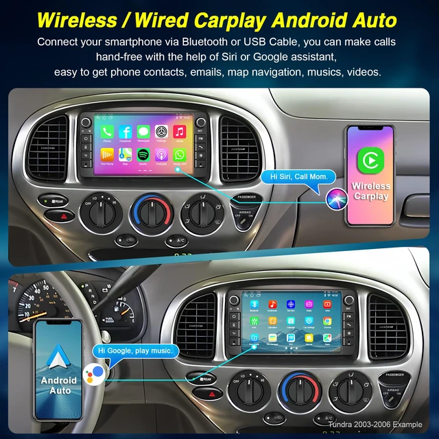 Alt view image 3 of 7 - (4+64G) Android 14 Car Radio for Toyota Tacoma 1995-2004 Toyota 4Runner 2003-2009/Tundra 2003-2006/Sequoia 2003-2007, 7 Inch Stereo with Wireless Carpaly&Android Auto