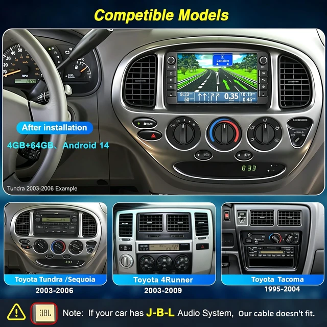 Alt view image 2 of 7 - (4+64G) Android 14 Car Radio for Toyota Tacoma 1995-2004 Toyota 4Runner 2003-2009/Tundra 2003-2006/Sequoia 2003-2007, 7 Inch Stereo with Wireless Carpaly&Android Auto