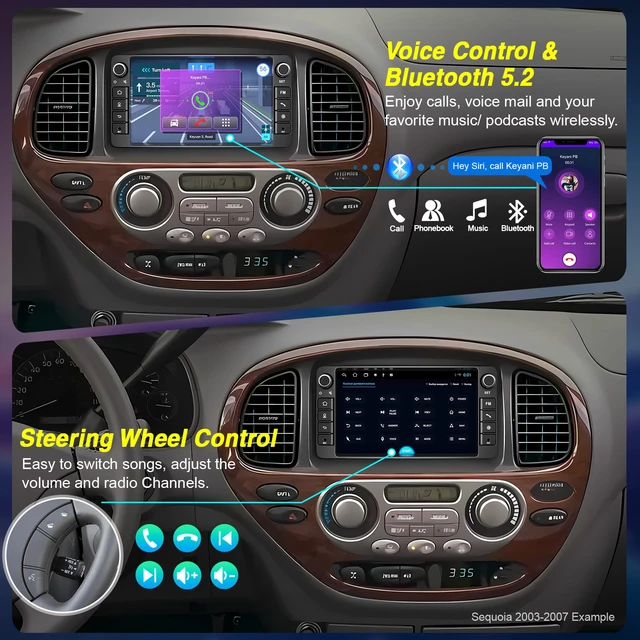 Alt view image 5 of 7 - (4+64G) Android 14 Car Radio for Toyota Tacoma 1995-2004 Toyota 4Runner 2003-2009/Tundra 2003-2006/Sequoia 2003-2007, 7 Inch Stereo with Wireless Carpaly&Android Auto