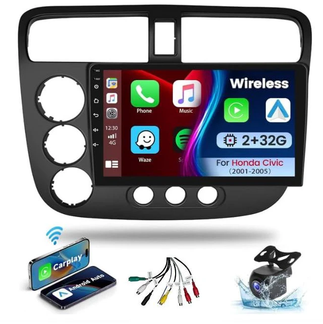Main image of 8 Core Car Radio for Honda Civic 2001 2002 2003 2004 2005 Radio Wireless CarPlay Android Auto, 9" IPS Touch Screen with 5G WiFi GPS Navigation Bluetooth Mirror Link FM SWC Back-up Camera