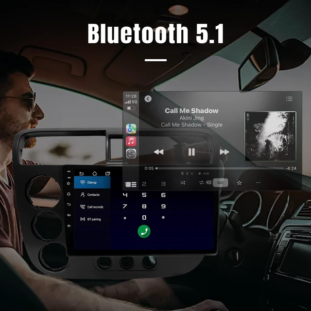 Alt view image 5 of 7 - 8 Core Car Radio for Honda Civic 2001 2002 2003 2004 2005 Radio Wireless CarPlay Android Auto, 9" IPS Touch Screen with 5G WiFi GPS Navigation Bluetooth Mirror Link FM SWC Back-up Camera