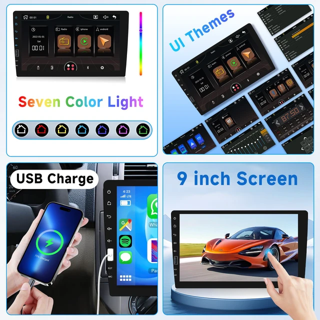 Alt view image 5 of 7 - Single Din Car Stereo with Wireless Carplay & Android Auto-9 Inch IPS Touch Screen Radio with Bluetooth GPS, Mirror Link, FM Radio,SWC/USB/DSP+ Backup Camera